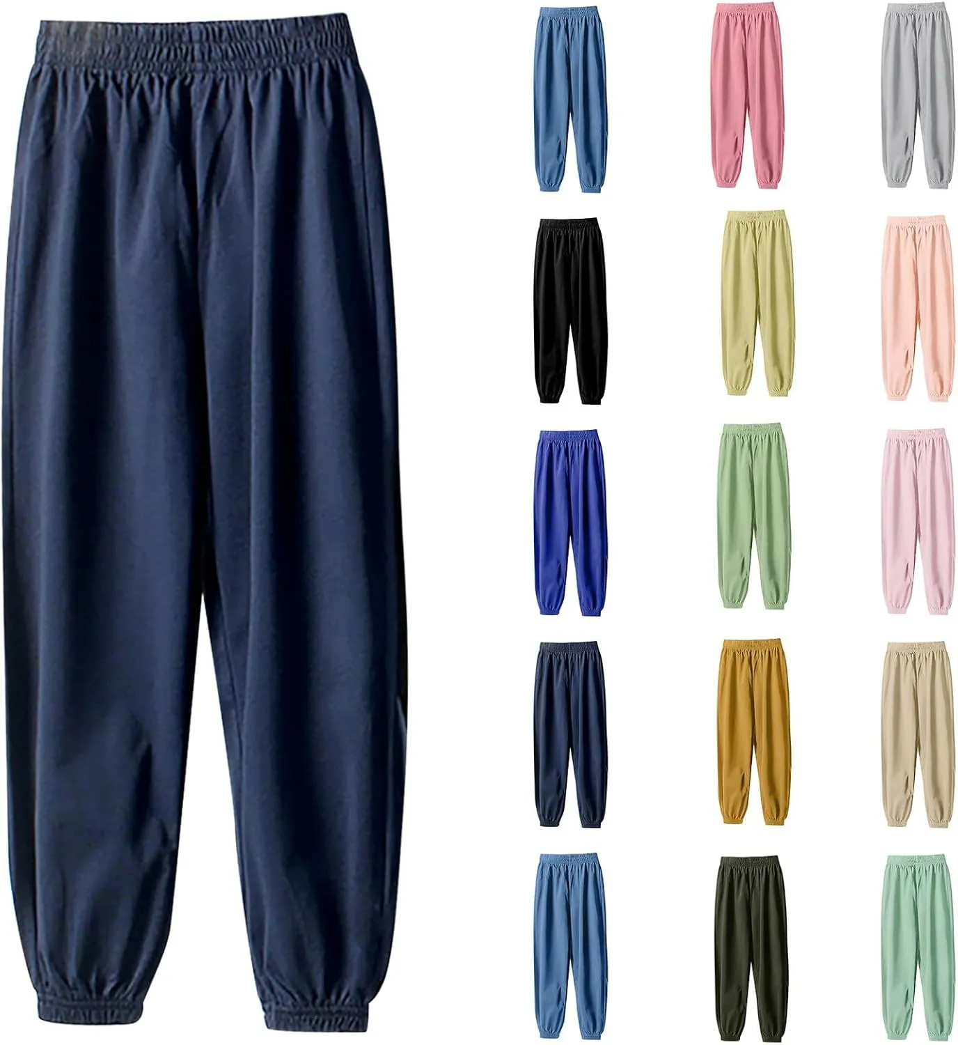 Teen Boys Girls Baggy Sweatpants Kids Wide Leg Loose Pants Elastic Waist Solid Color Trousers Loose Fit Casual Joggers