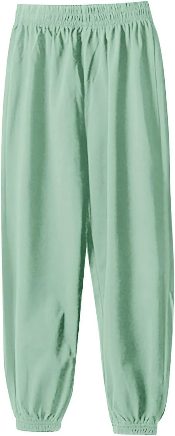 Teen Boys Girls Baggy Sweatpants Kids Wide Leg Loose Pants Elastic Waist Solid Color Trousers Loose Fit Casual Joggers