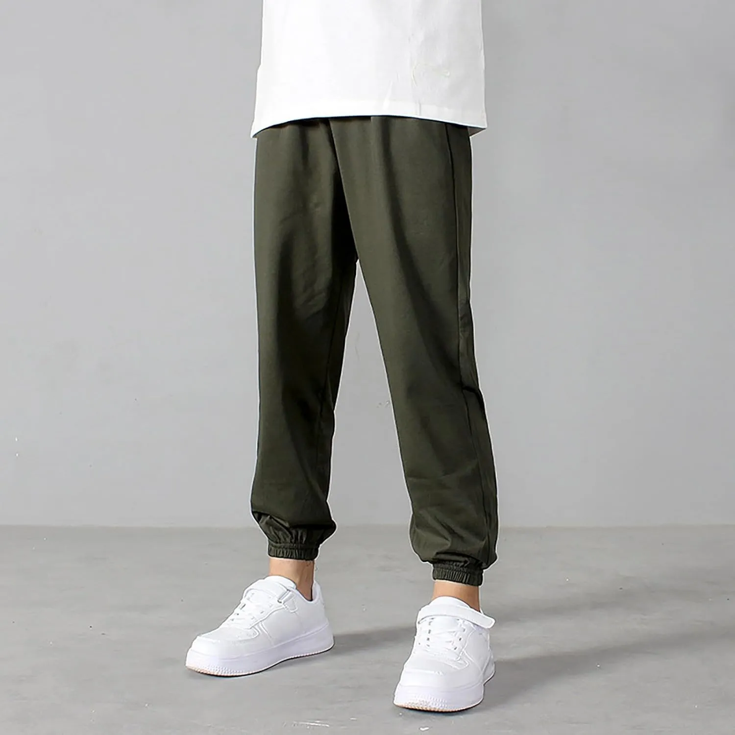 Teen Boys Girls Baggy Sweatpants Kids Wide Leg Loose Pants Elastic Waist Solid Color Trousers Loose Fit Casual Joggers