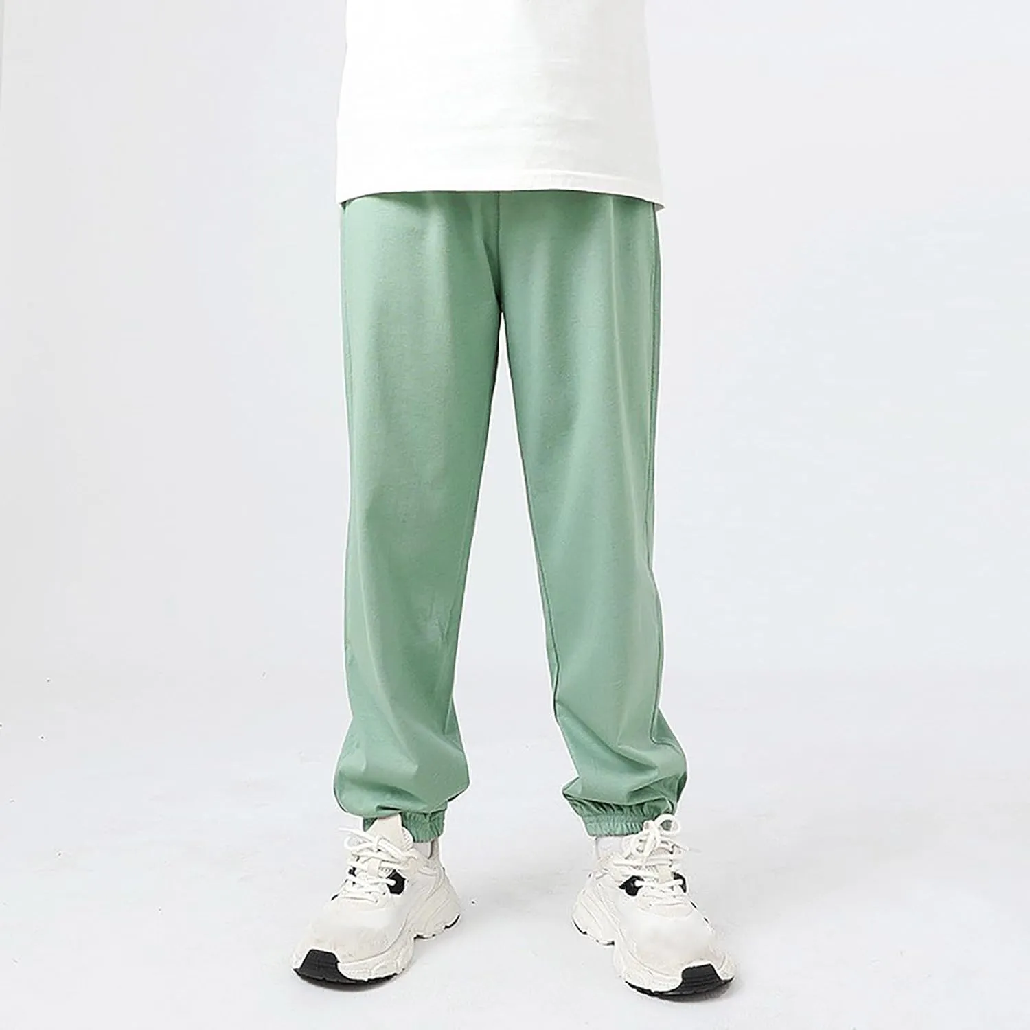 Teen Boys Girls Baggy Sweatpants Kids Wide Leg Loose Pants Elastic Waist Solid Color Trousers Loose Fit Casual Joggers
