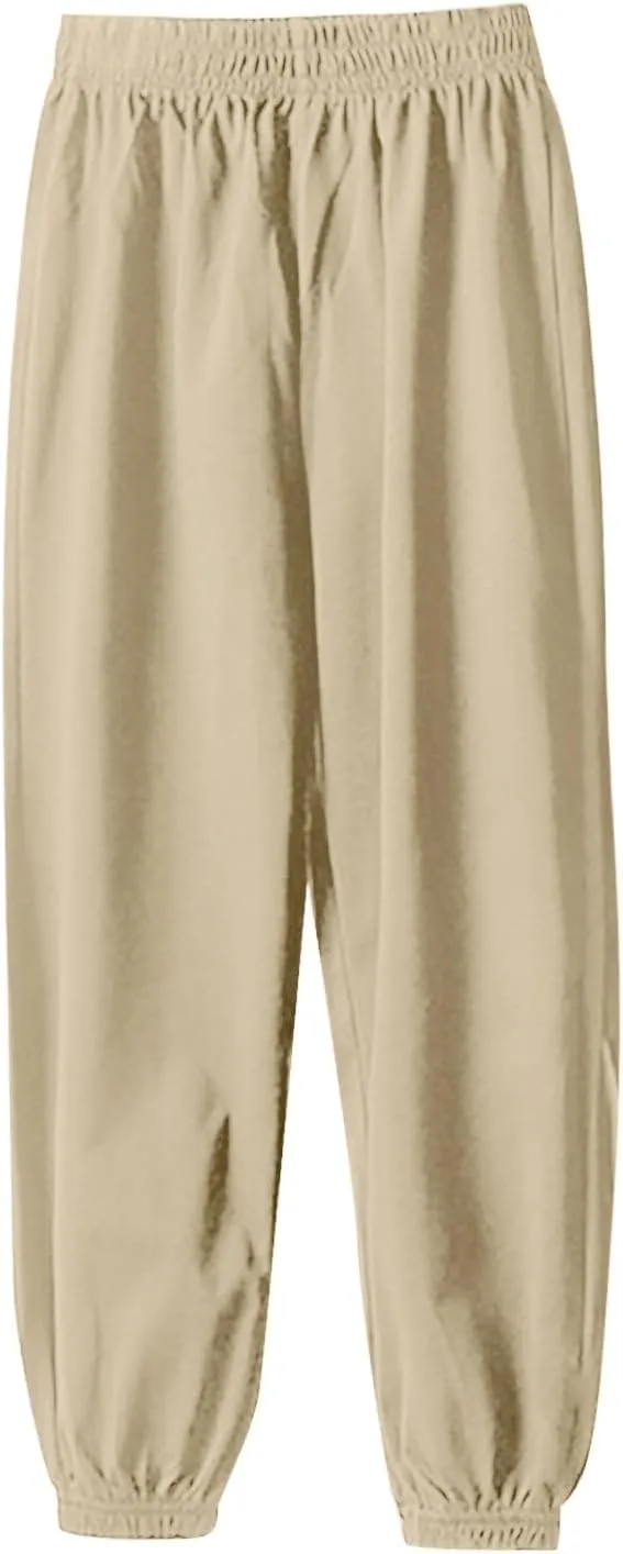 Teen Boys Girls Baggy Sweatpants Kids Wide Leg Loose Pants Elastic Waist Solid Color Trousers Loose Fit Casual Joggers