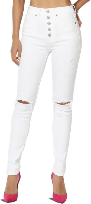 TheMogan Vintage Distressed Washed Stretch Denim Skinny Jeans