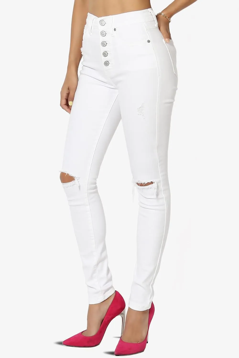 TheMogan Vintage Distressed Washed Stretch Denim Skinny Jeans