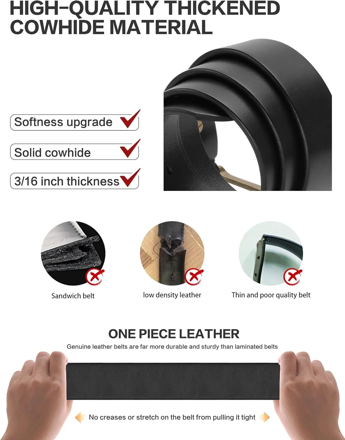 Thicken Full Grain Leather Mens Belt Heavy Duty Mens Work Belt Mens Belt High Hardness Buckle Packed In Gift Box