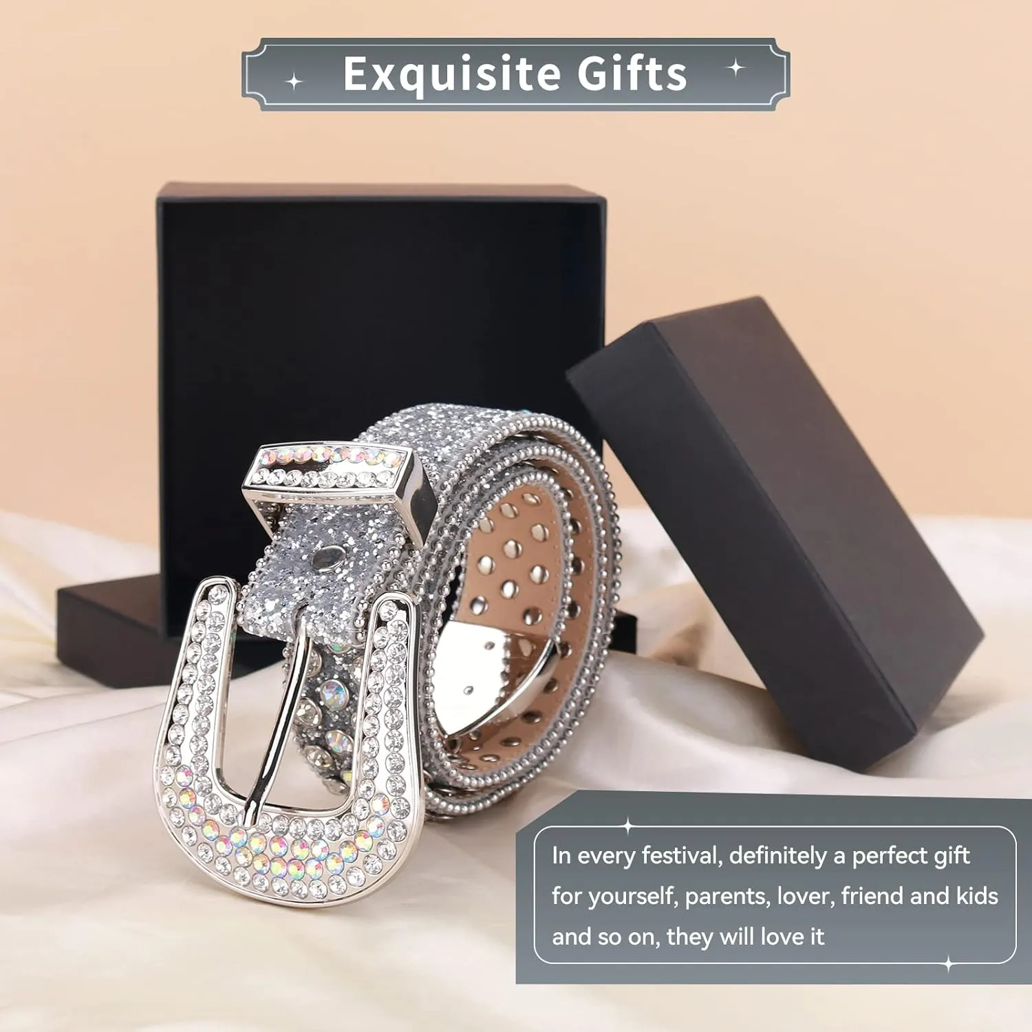 TINIDI Luxury Strap Men Women Rhinestones Belt Western Bling Bling Crystal Diamond Studded Belts