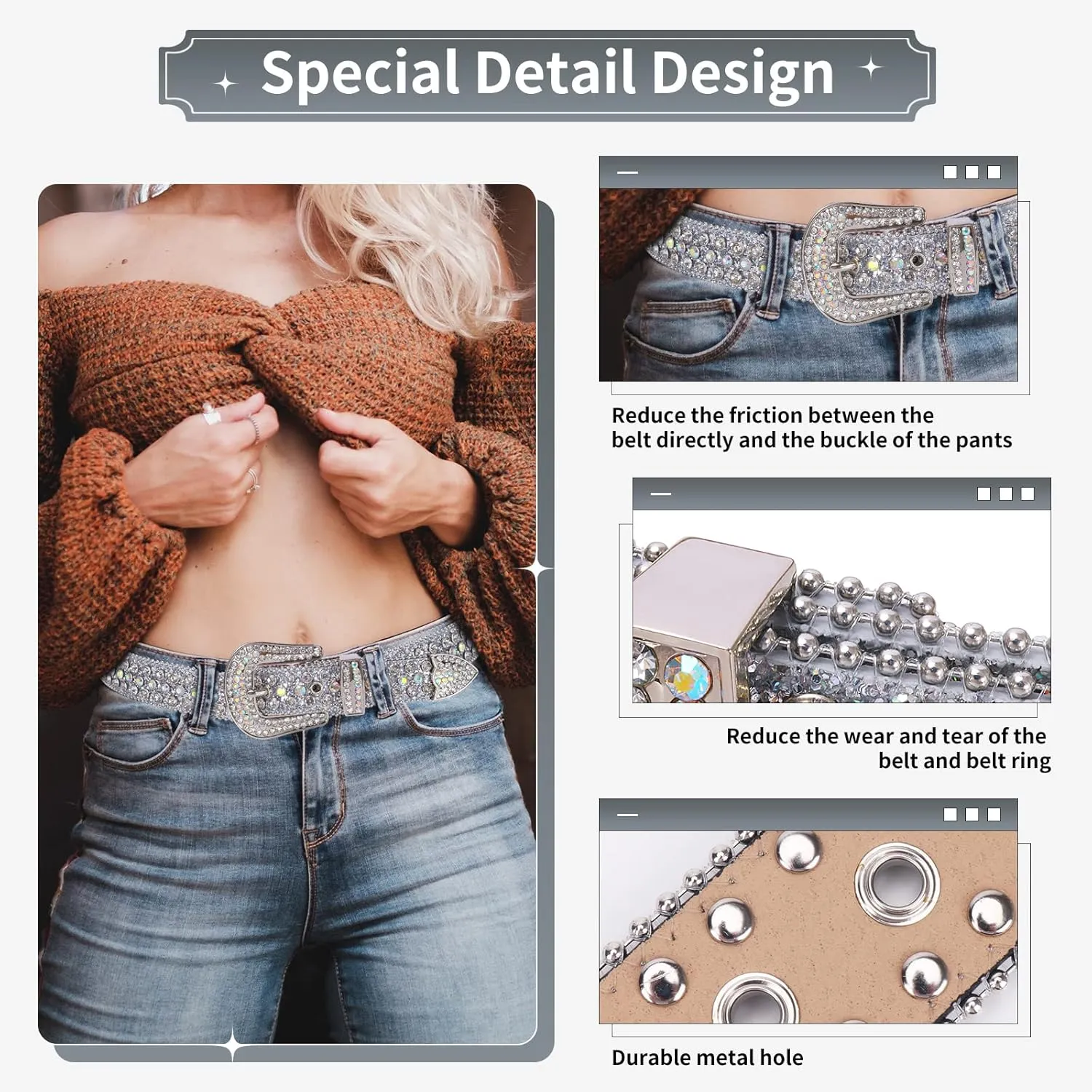 TINIDI Luxury Strap Men Women Rhinestones Belt Western Bling Bling Crystal Diamond Studded Belts