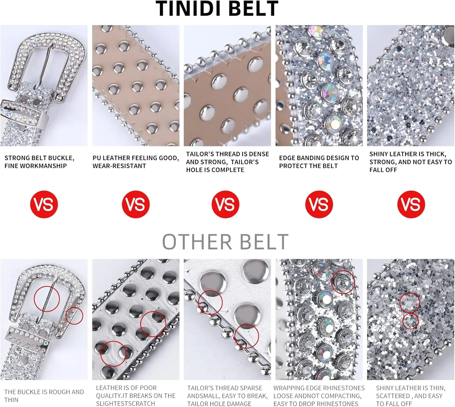 TINIDI Luxury Strap Men Women Rhinestones Belt Western Bling Bling Crystal Diamond Studded Belts