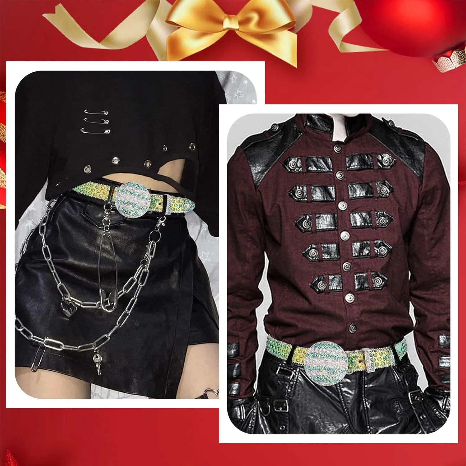 TINIDI Men Women Rhinestone Belt Western Bling Belt Studded Crystal Diamond Leather Belts With Jupiter Round Buckle