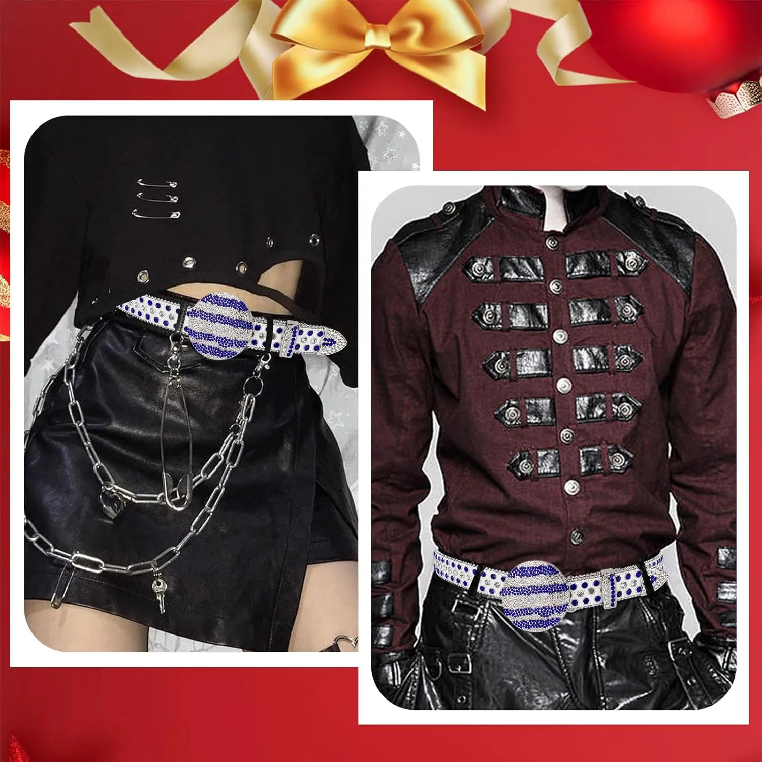 TINIDI Men Women Rhinestone Belt Western Bling Belt Studded Crystal Diamond Leather Belts With Jupiter Round Buckle