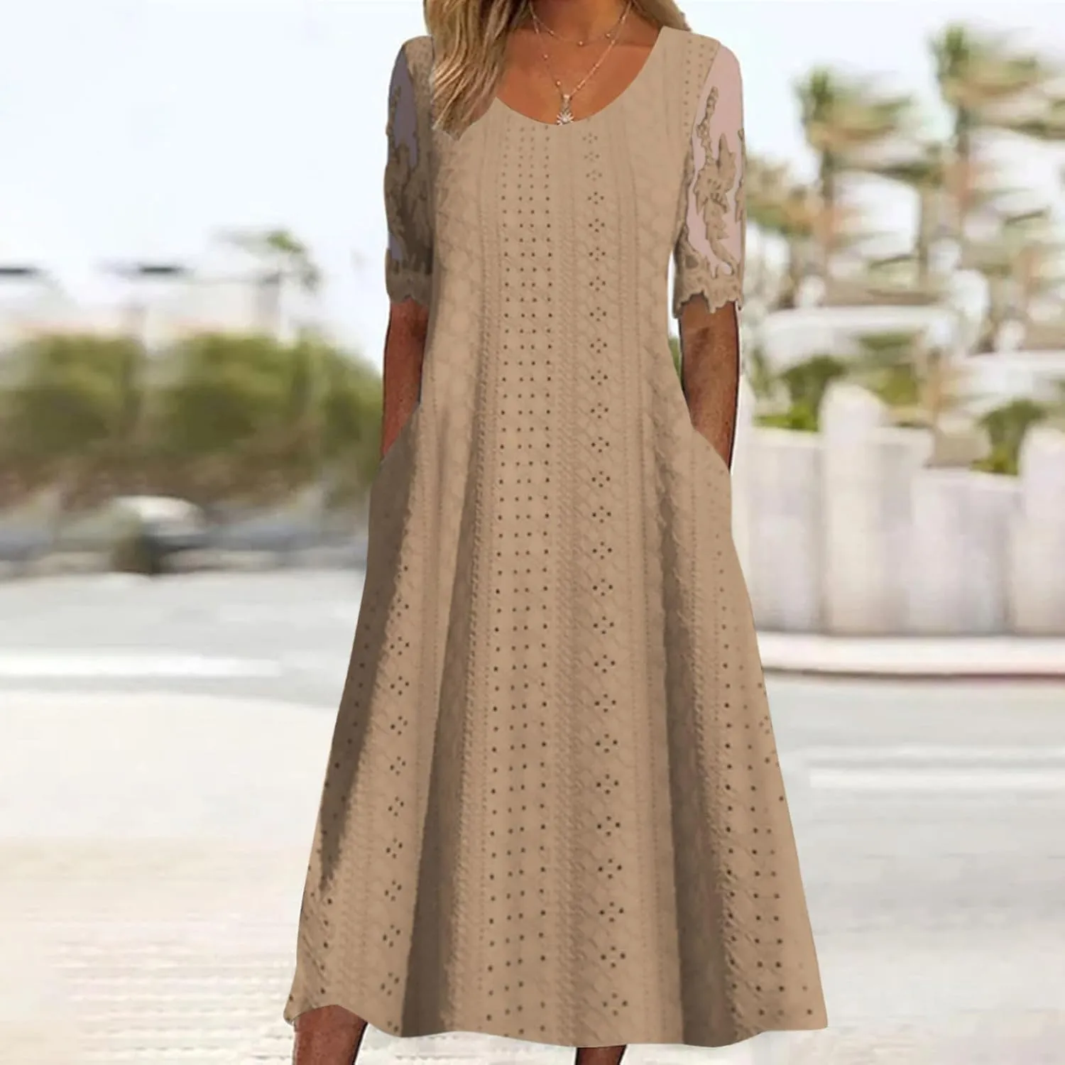 V Neck Cami Slip Dressfor Women Plain Dress with Pockets V Neck Sleeveless Dress Summer Sun Beach Dress Loose Dress