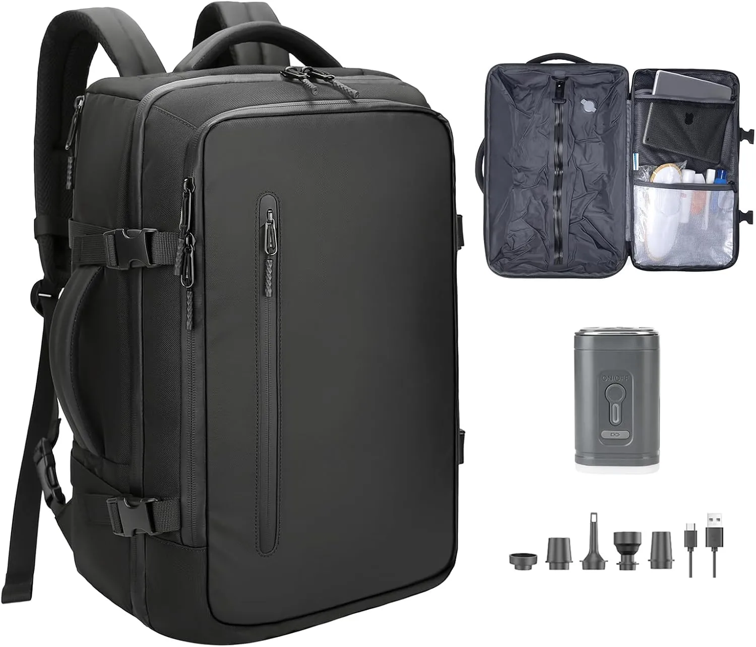 Vacuum backpack travel with pump,compression backpack for travel, Waterproof, Ideal for Laptop, Business, College, Camping (black B)