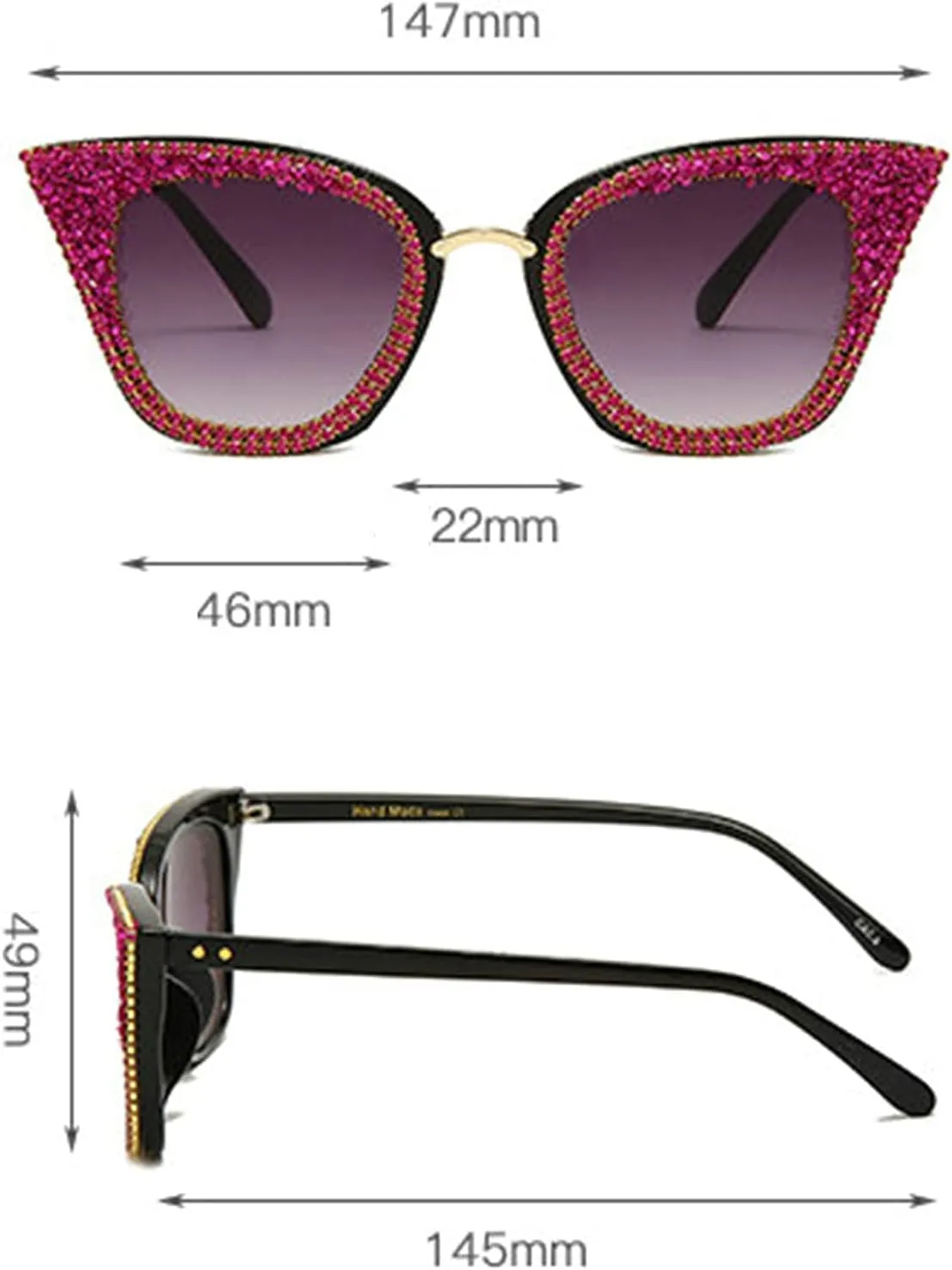 Vintage Cat Eye Sunglasses Women Bling Diamond Men Rhinestone Sun Glasses UV400