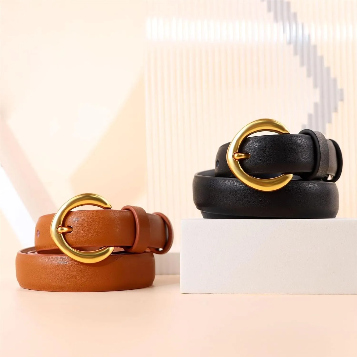 Waist Belt Women's Waist Belts Genuine Leather Belts Gold Needle Button Retro Versatile Fashion Jeans Beltt