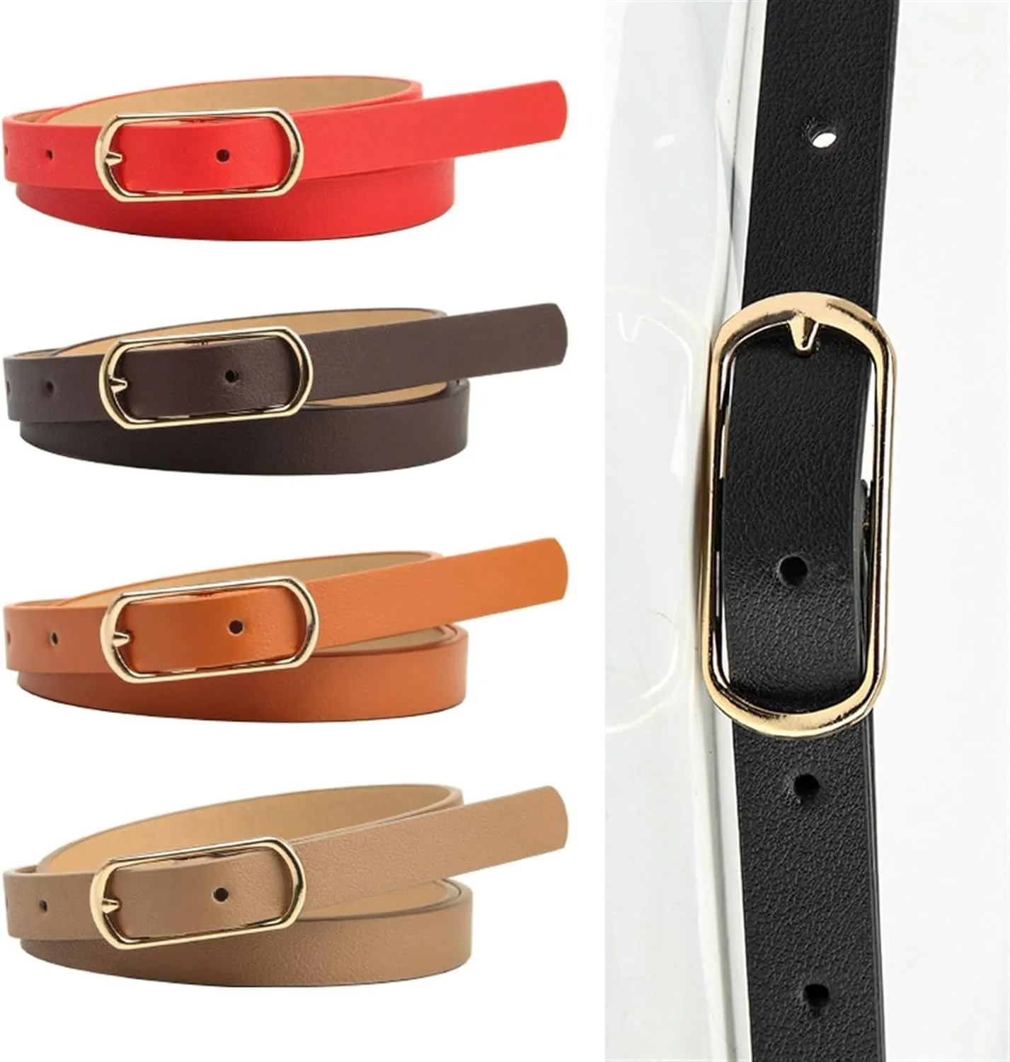 Waist Belt Women's Waist Belts Oval Button Simple And Versatile Leather Alloy Buckle Dress Thin Decoration