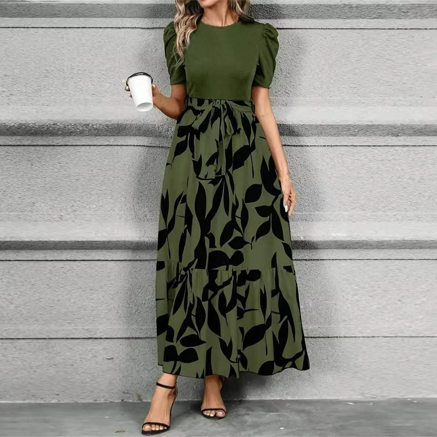 Wedding Guest Dresses for Women, Womens Easter Dresses Plus Size Formal Patchwork Spring Summer Dress 2025