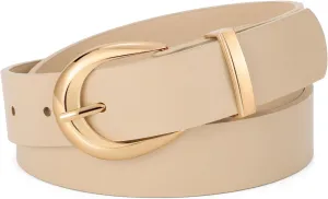 WERFORU Women Leather Belt Women Fashion Leather Belts for Jeans Pants Ladies Belts with Gold Buckle
