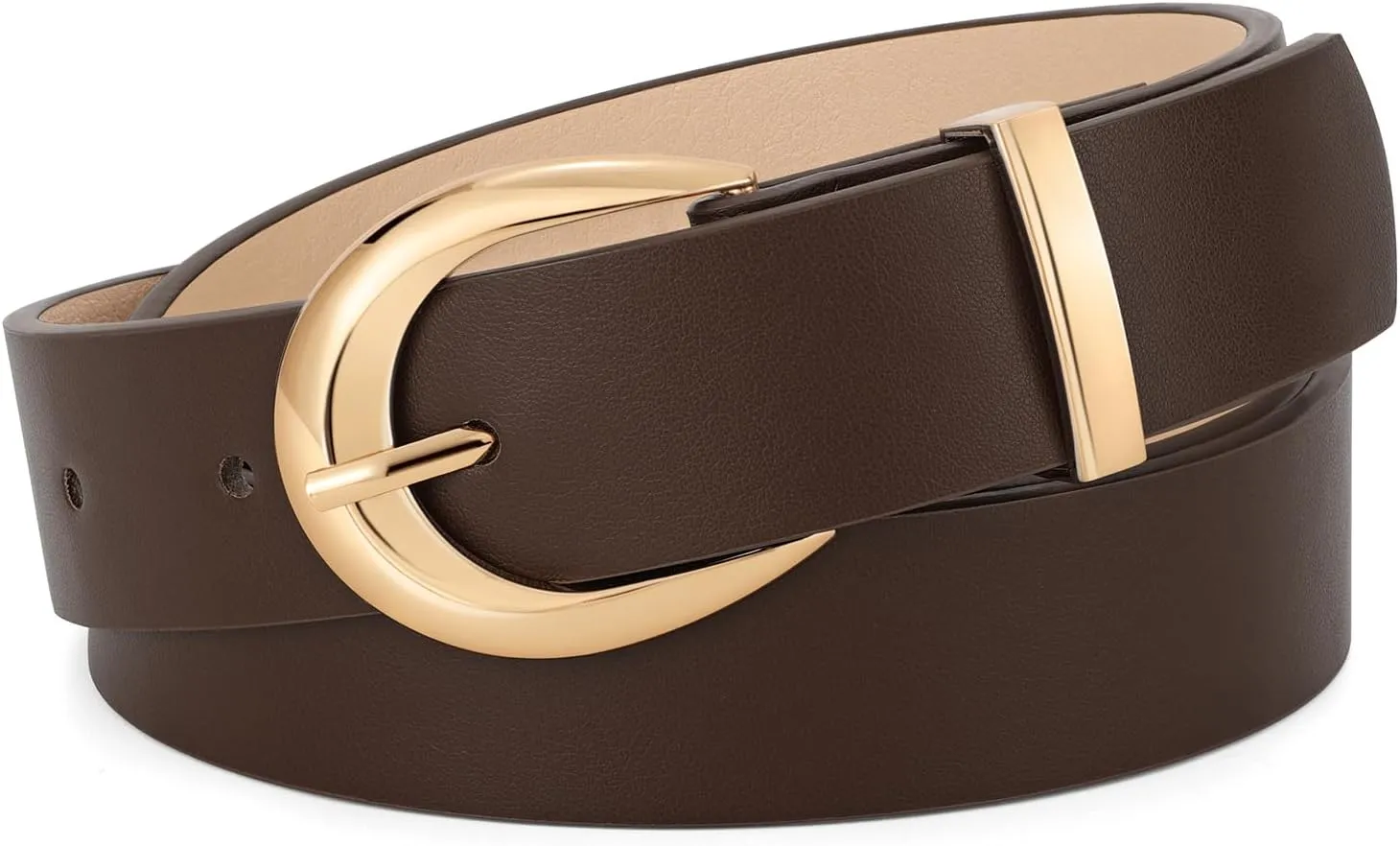 WERFORU Women Leather Belt Women Fashion Leather Belts for Jeans Pants Ladies Belts with Gold Buckle