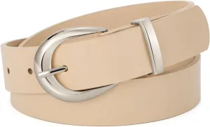 WERFORU Women Leather Belt Women Fashion Leather Belts for Jeans Pants Ladies Belts with Gold Buckle