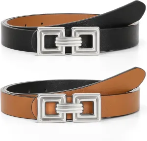 WHIPPY Reversible Leather Belt for Women Fashion Ladies Faux Leather Belt for Jeans Pants Dress with Gold Buckle 1 Pack