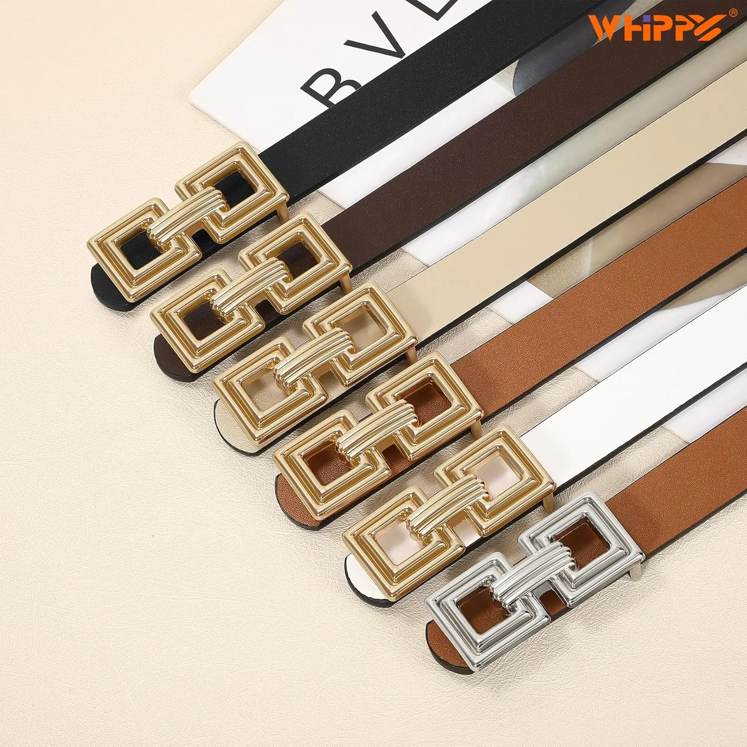 WHIPPY Reversible Leather Belt for Women Fashion Ladies Faux Leather Belt for Jeans Pants Dress with Gold Buckle 1 Pack