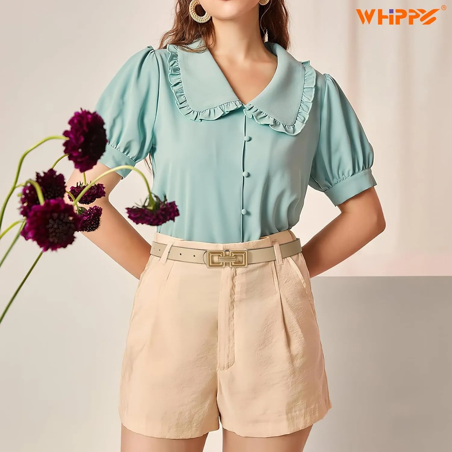 WHIPPY Reversible Leather Belt for Women Fashion Ladies Faux Leather Belt for Jeans Pants Dress with Gold Buckle 1 Pack