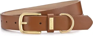 WHIPPY Women Leather Belt Fashion Ladies Waist Belt with Gold Buckle Casual Leather Belt for Jeans Pants Dresses