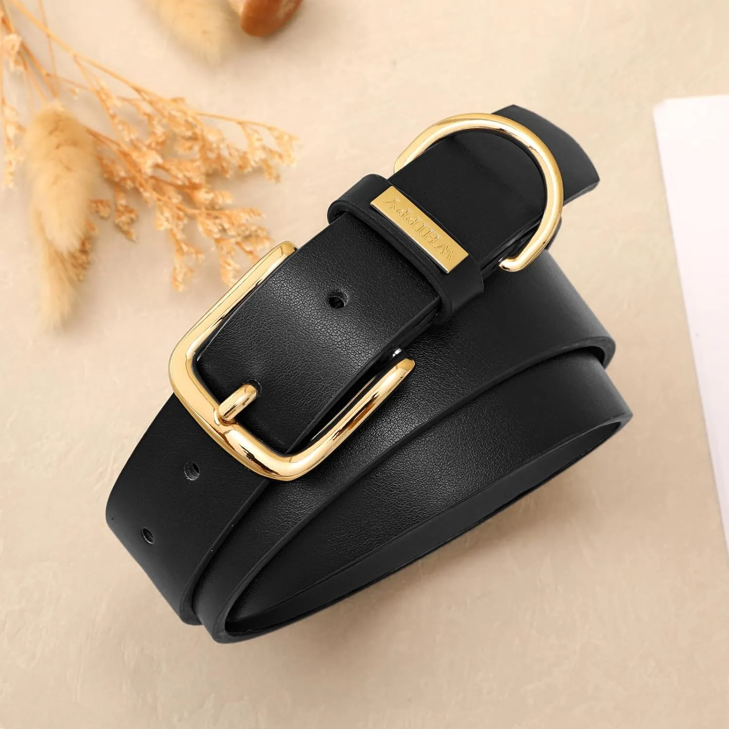 WHIPPY Women Leather Belt Fashion Ladies Waist Belt with Gold Buckle Casual Leather Belt for Jeans Pants Dresses