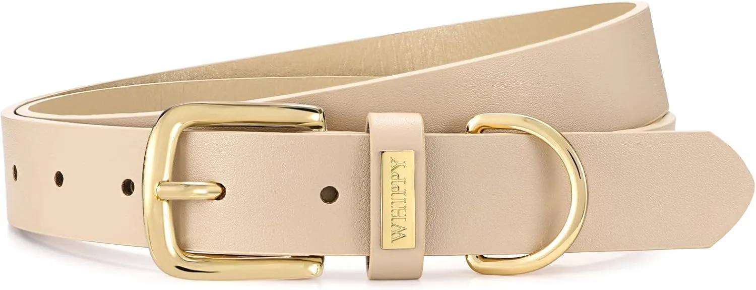 WHIPPY Women Leather Belt Fashion Ladies Waist Belt with Gold Buckle Casual Leather Belt for Jeans Pants Dresses