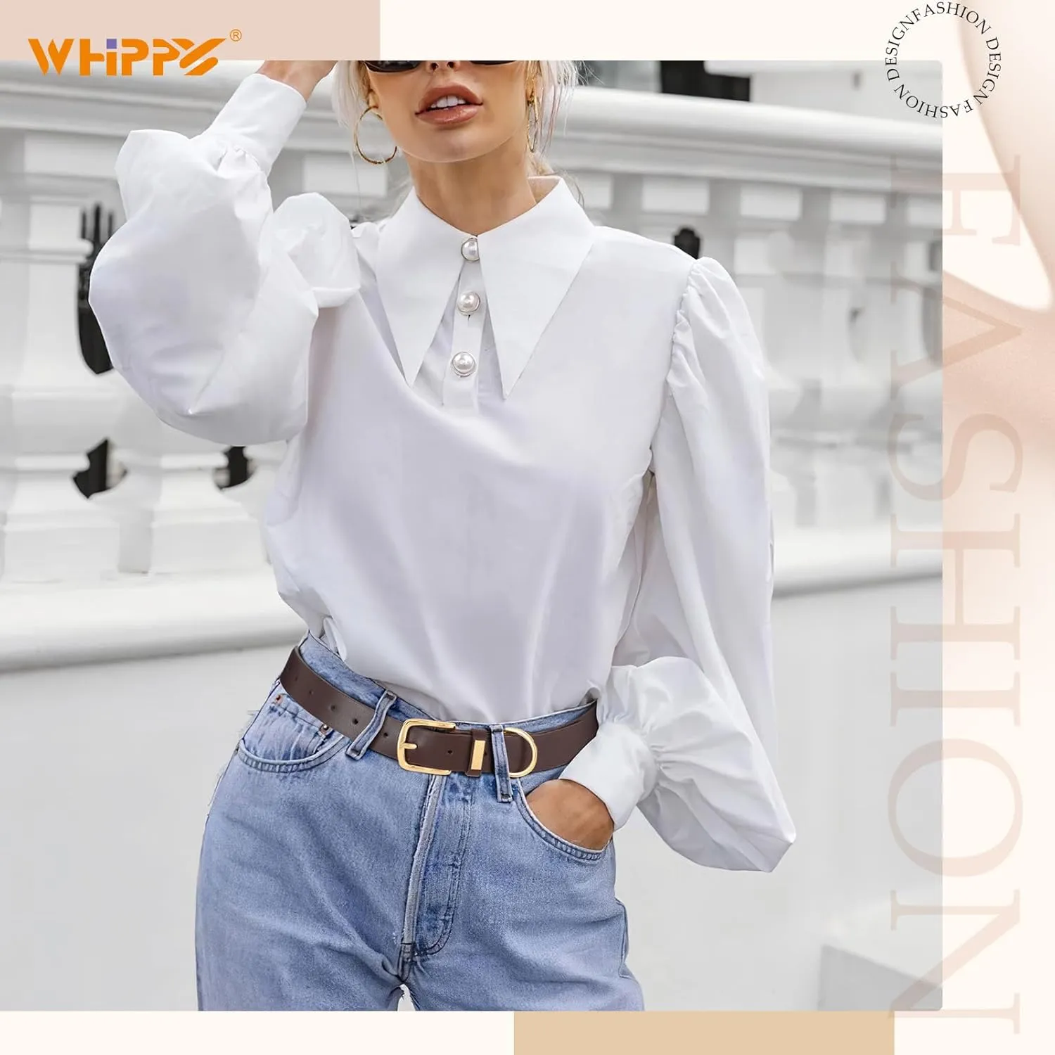 WHIPPY Women Leather Belt Fashion Ladies Waist Belt with Gold Buckle Casual Leather Belt for Jeans Pants Dresses