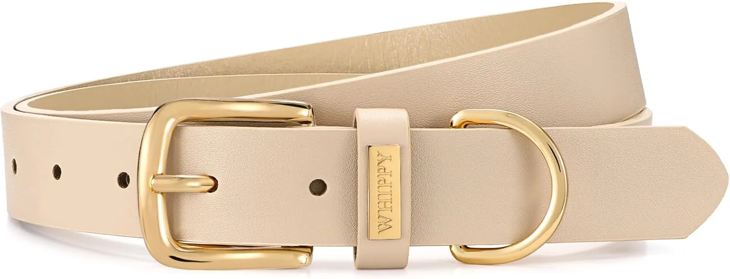 WHIPPY Women Leather Belt Fashion Ladies Waist Belt with Gold Buckle Casual Leather Belt for Jeans Pants Dresses