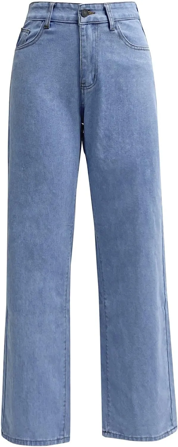 Wide Leg Jeans for Women High Waisted Stretchy Denim Jeans Fashion Baggy Trouser Jean Pants with Pockets