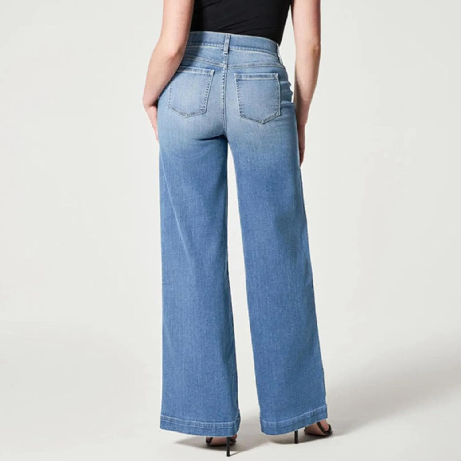 Wide Leg Jeans for Women Trendy High Waisted Stretchy Denim Pants Pull On Seamed Front Loose Fit Casual Jeans 2025