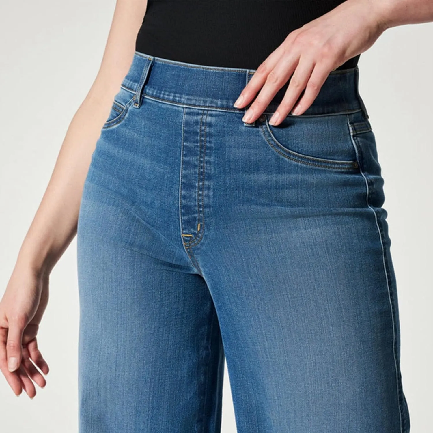 Wide Leg Jeans for Women Trendy High Waisted Stretchy Denim Pants Pull On Seamed Front Loose Fit Casual Jeans 2025