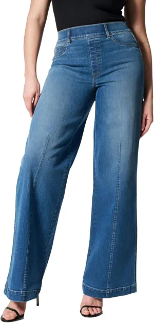 Wide Leg Jeans for Women Trendy High Waisted Stretchy Denim Pants Pull On Seamed Front Loose Fit Casual Jeans 2025