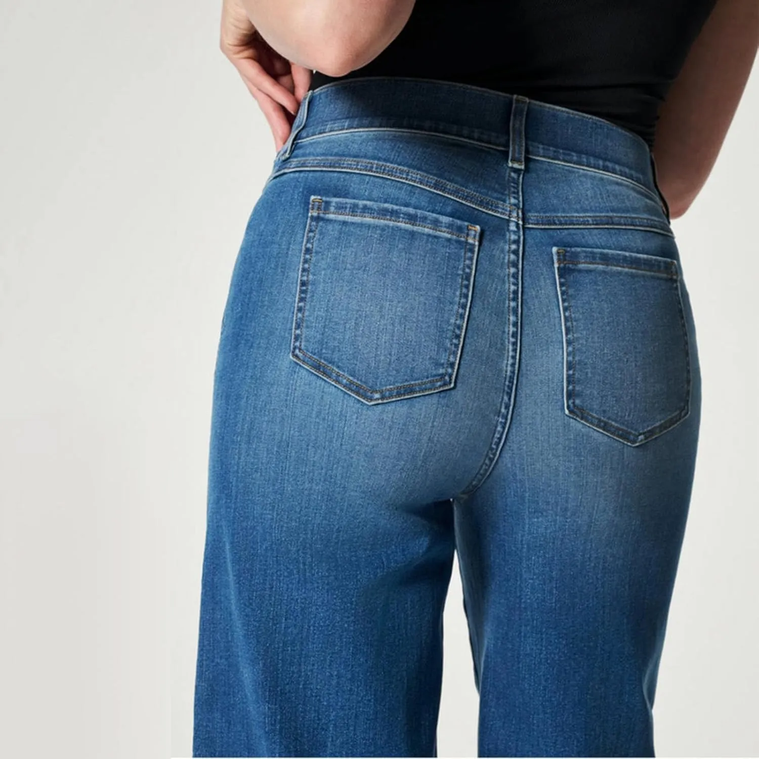 Wide Leg Jeans for Women Trendy High Waisted Stretchy Denim Pants Pull On Seamed Front Loose Fit Casual Jeans 2025