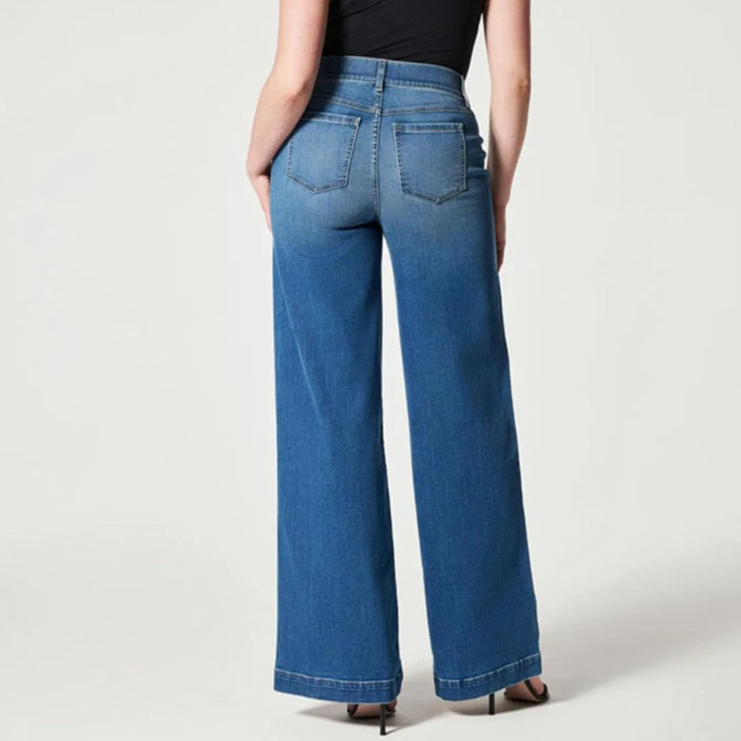 Wide Leg Jeans for Women Trendy High Waisted Stretchy Denim Pants Pull On Seamed Front Loose Fit Casual Jeans 2025
