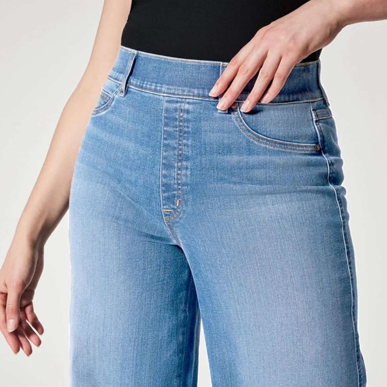 Wide Leg Jeans for Women Trendy High Waisted Stretchy Denim Pants Pull On Seamed Front Loose Fit Casual Jeans 2025