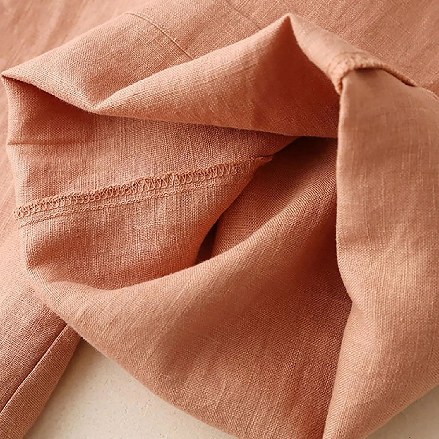 Wide Leg Linen Pants for Women Casual Drawstring Elastic Waisted Palazzo Pants Flowy Summer Beach Trousers with Pockets