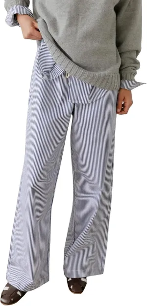 Wide Leg Pants Women Y2K Drawstring High Waisted Striped Straight Leg Trousers Trendy Baggy Pants with Pockets