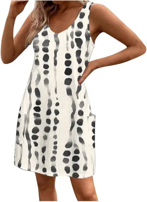 Women Basic Strap Cami Slip Mini Dress Summer Sleeveless V Neck Dresses Boho Floral Backless Short Camisoles Sundress