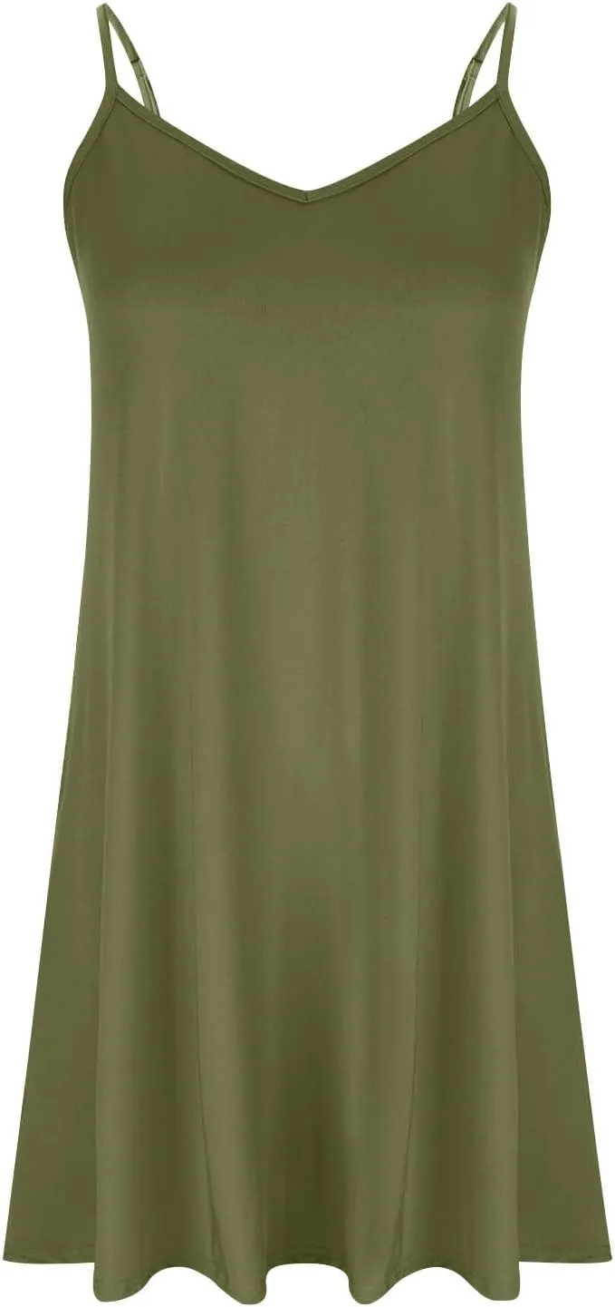 Women Basic Strap Cami Slip Mini Dress Summer Sleeveless V Neck Dresses Boho Floral Backless Short Camisoles Sundress