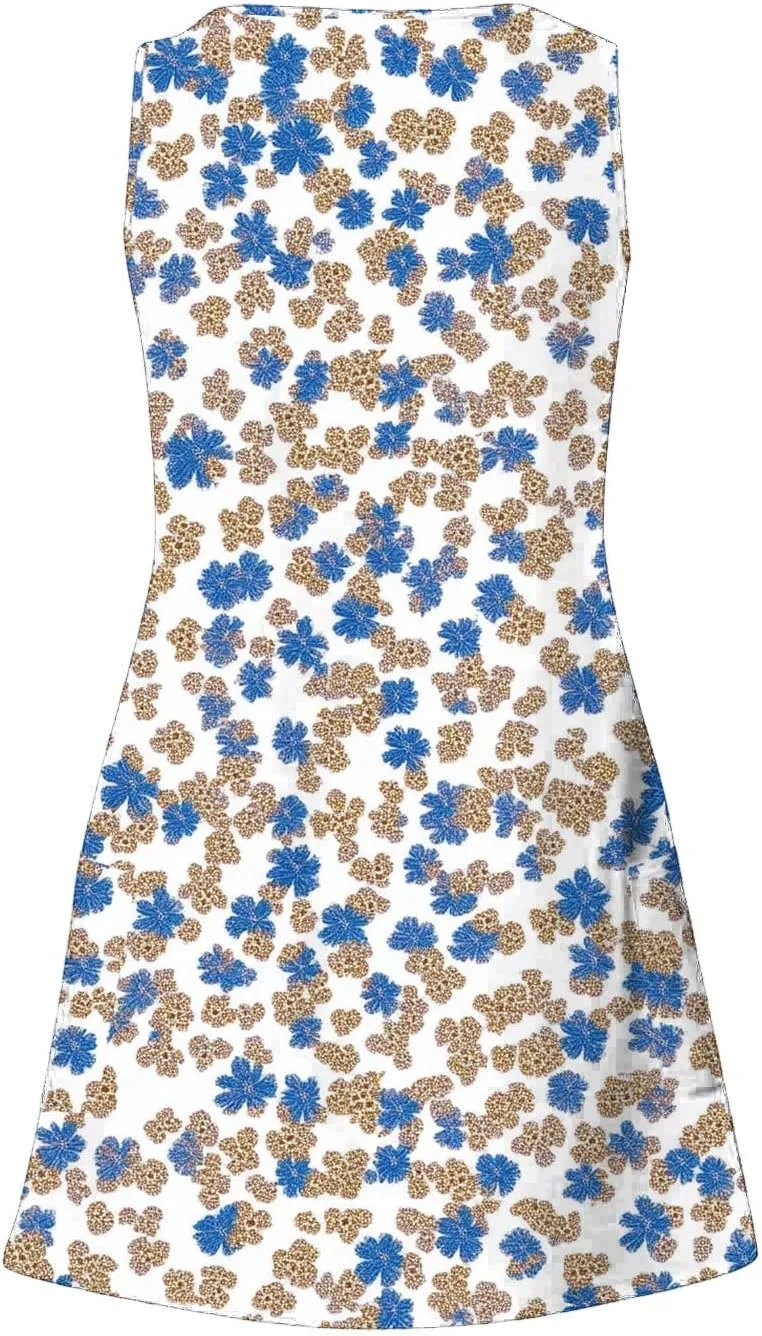 Women Basic Strap Cami Slip Mini Dress Summer Sleeveless V Neck Dresses Boho Floral Backless Short Camisoles Sundress