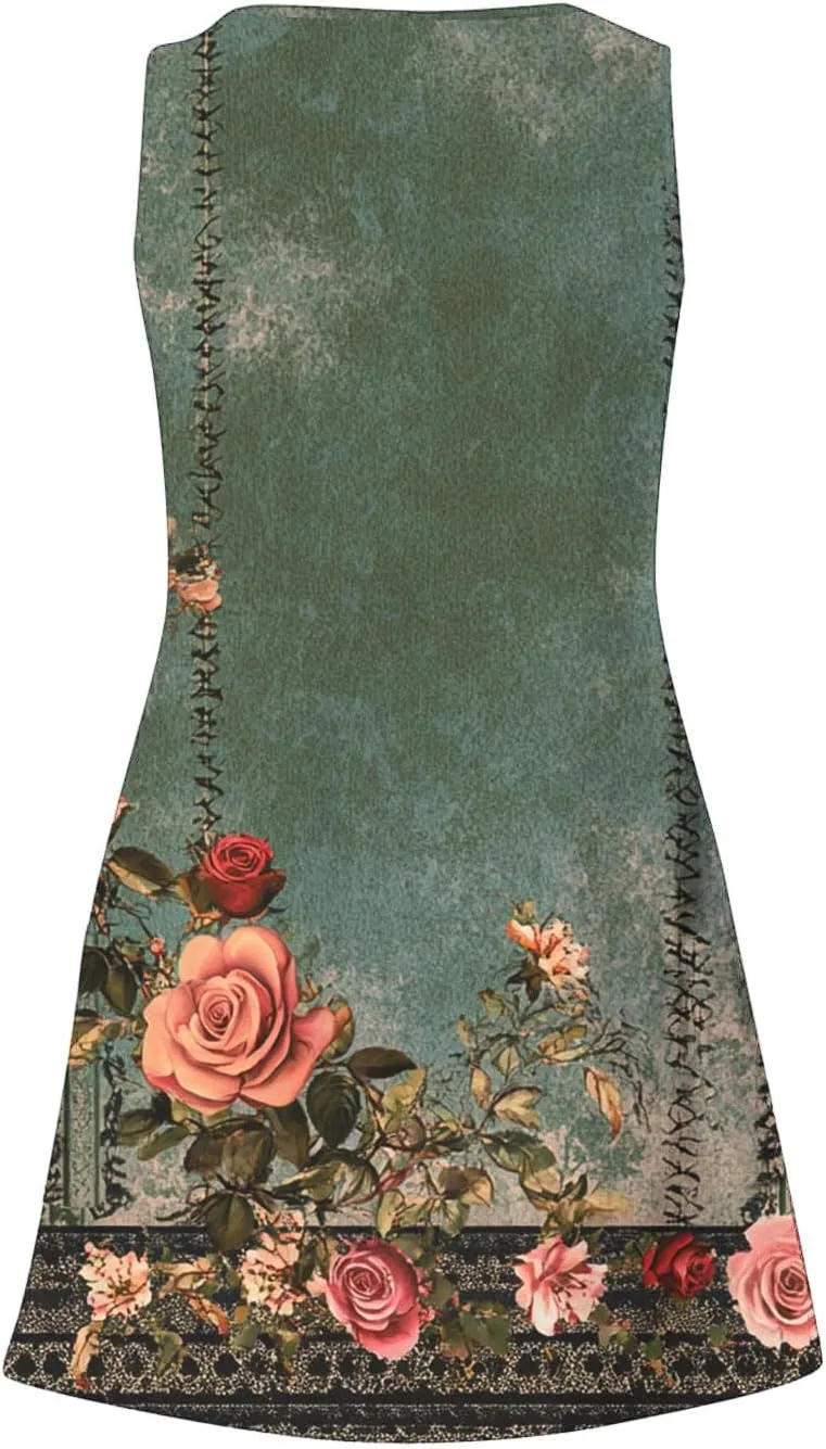 Women Basic Strap Cami Slip Mini Dress Summer Sleeveless V Neck Dresses Boho Floral Backless Short Camisoles Sundress