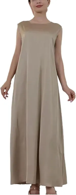 Women Casual Sleeveless Suspenders Cotton Linen Dress White Sleeveless Slip Dresses White Plain Clothing