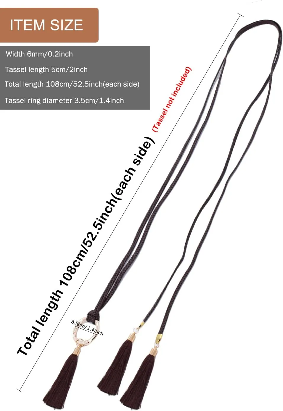 Women Girls Braided Waist Tie Belt/Rope with Tassel Wrap Cloth Belts for Dress Pants