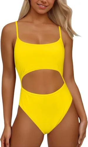Women High Cut Monokini Swimsuits One Piece Sexy Tummy Control Bathing Suits Sporty Backless Swim Suits Swimwear