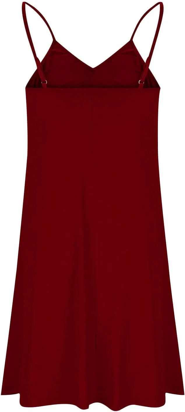 Women Sleeveless Spaghetti Strap Loose Fit Dresses for Women V Neck Plain Midi Knee High Summer Fall Dresses 2025