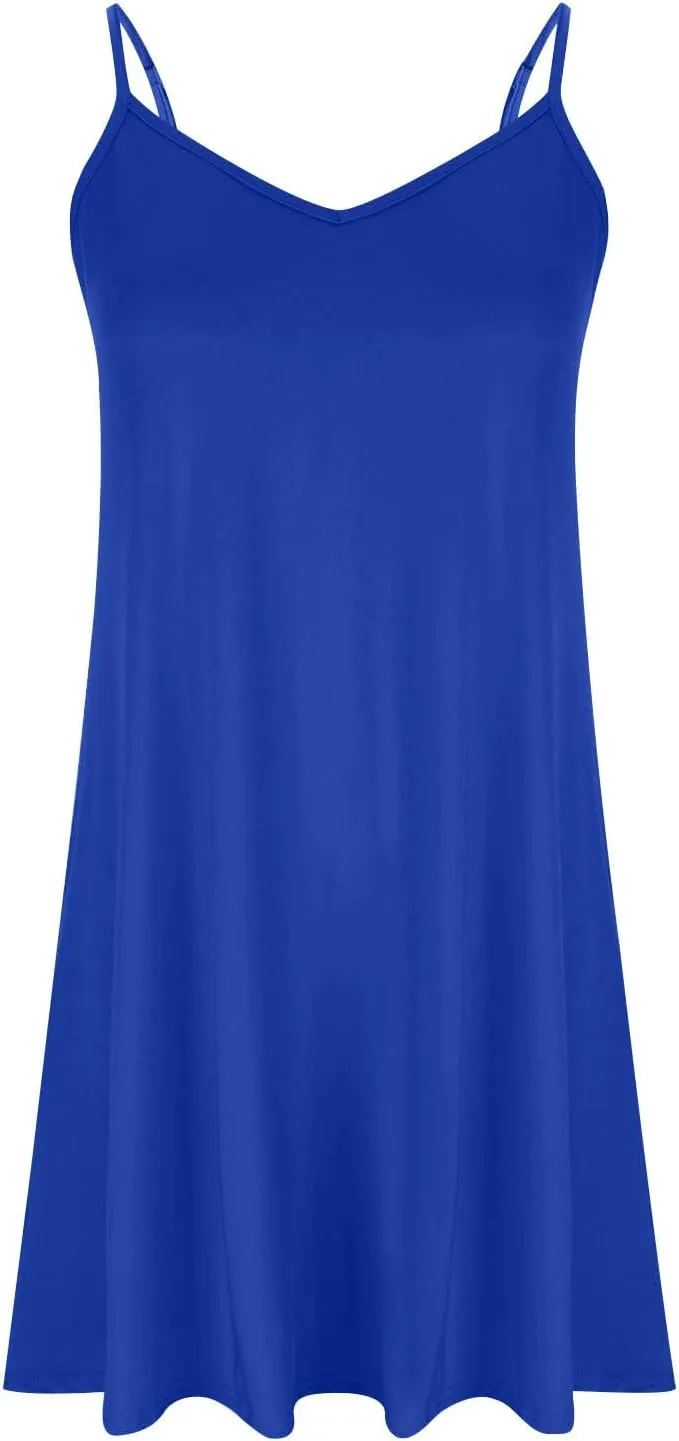 Women Sleeveless Spaghetti Strap Loose Fit Dresses for Women V Neck Plain Midi Knee High Summer Fall Dresses 2025