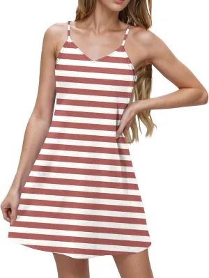 Women Sleeveless Spaghetti Strap Loose Fit Dresses for Women V Neck Plain Midi Knee High Summer Fall Dresses 2025