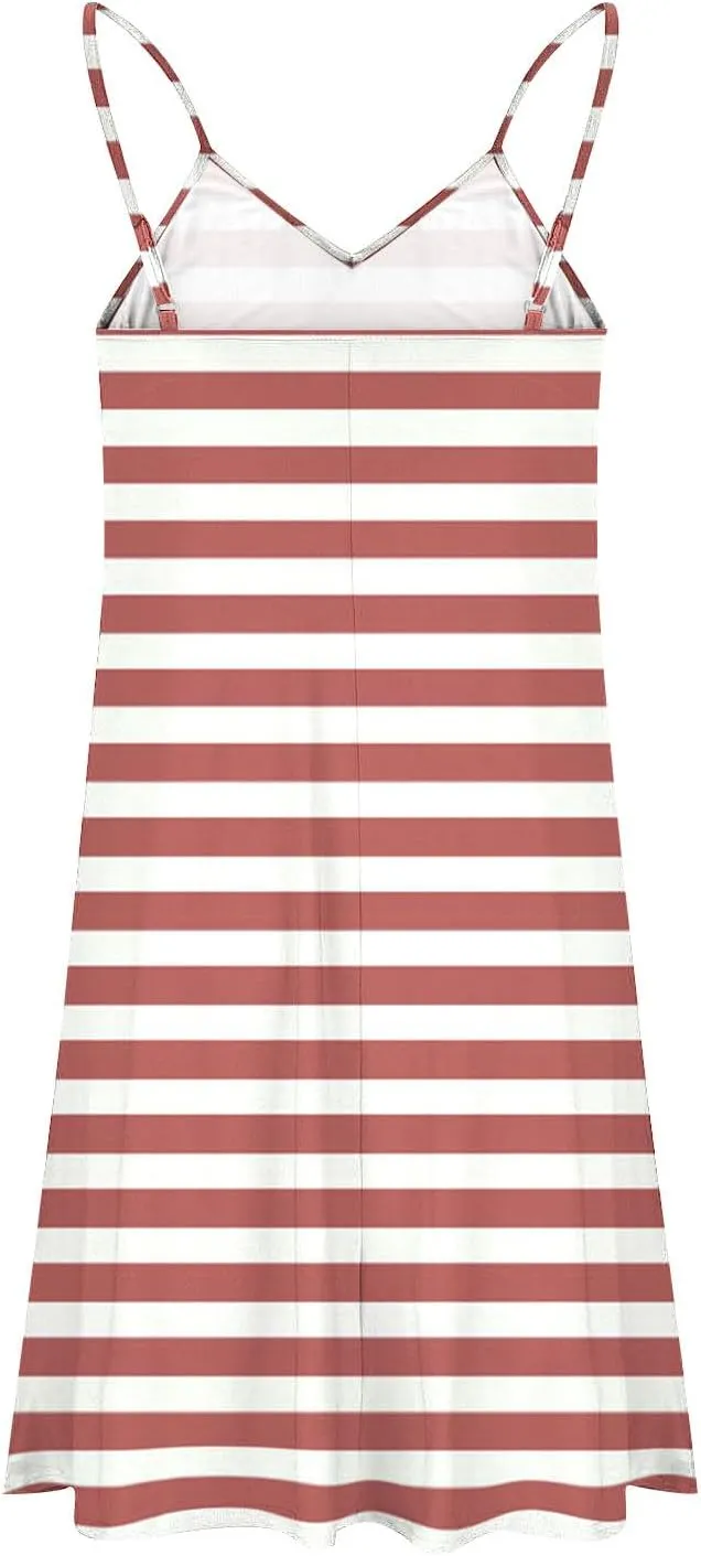 Women Sleeveless Spaghetti Strap Loose Fit Dresses for Women V Neck Plain Midi Knee High Summer Fall Dresses 2025